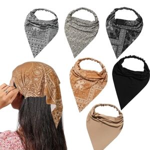 Stylish Tan and Black Bandana Headbands
